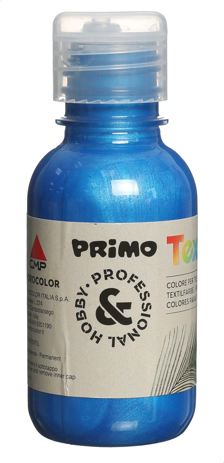 Primo 410TXM125 500 Textile Acrylic Paint, 125 ml, Metallic Blue
