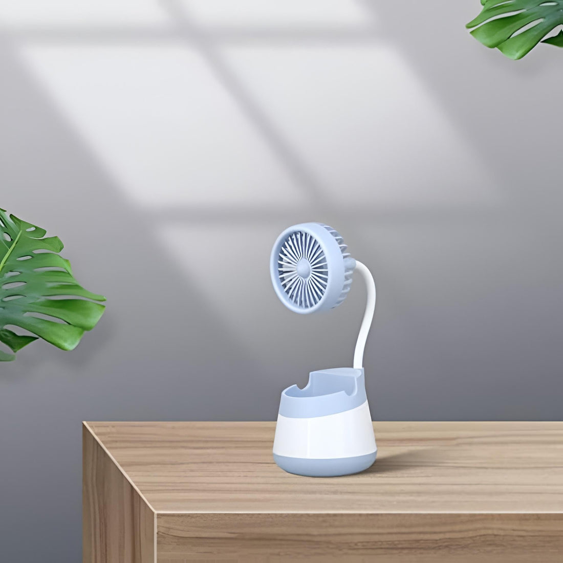 Table Fan - Multi-use modern desktop cooler with high-speed cooling capacity and small footprint that is easy to carry. It can be used as a mobile phone holder, remote holder or pen holder. Ideal for