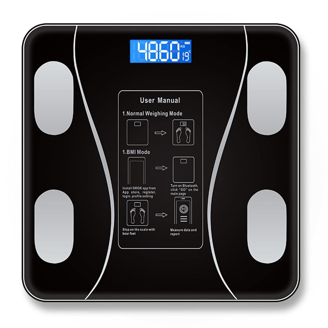 ZESON Bathroom Scales Smart Weighing Scale Bluetooth-compatible Electronic Intelligent Weight Loss Body Fat Scale Balances Analyzer Weighing Tools (Color : Black)