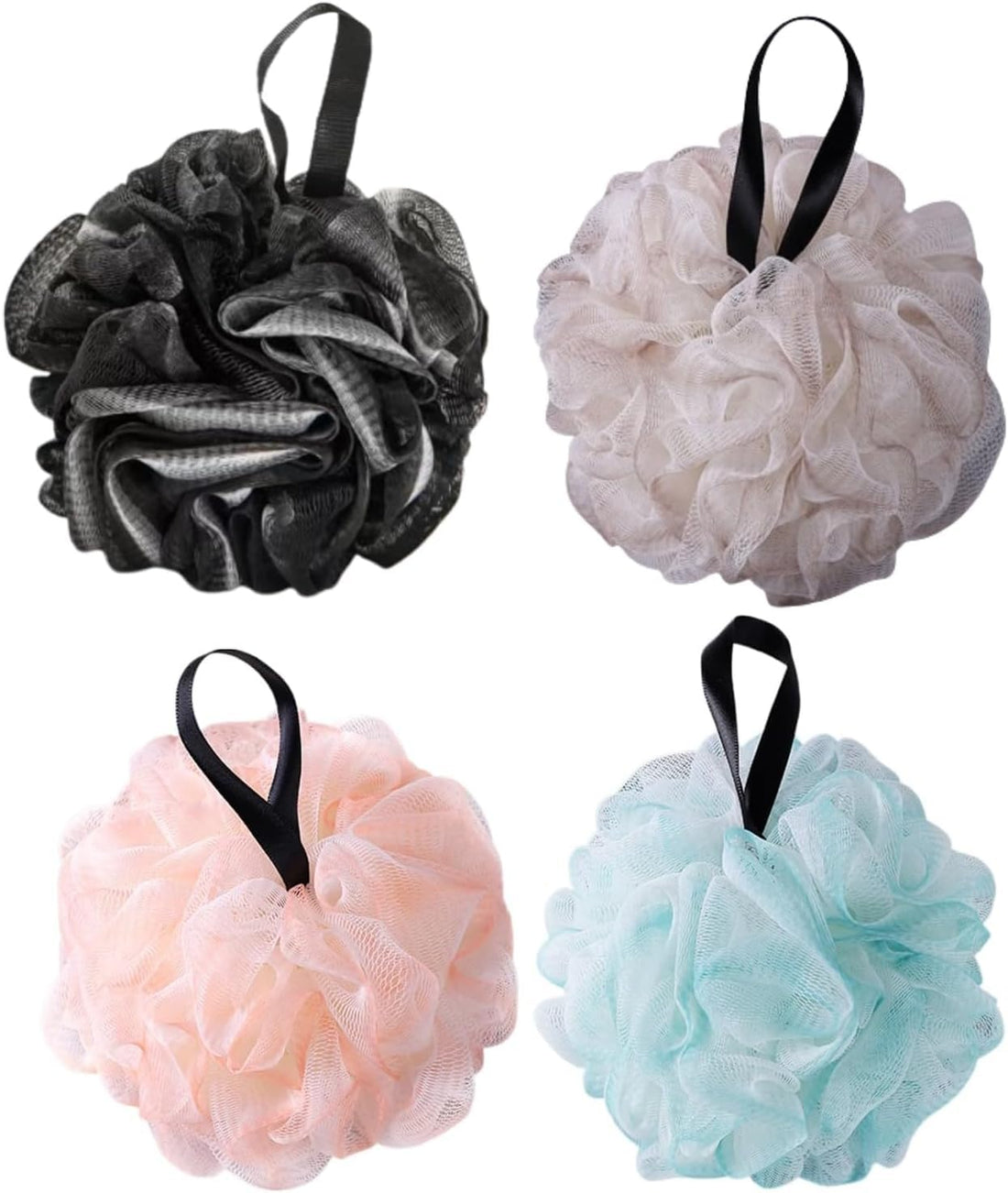 HOMERA 2 Pack Soft Bath Shower Loofah for Kids and Adults Gentle Mesh Sponge High Density Exfoliating Scrubber for Daily Body Skin Cleaning