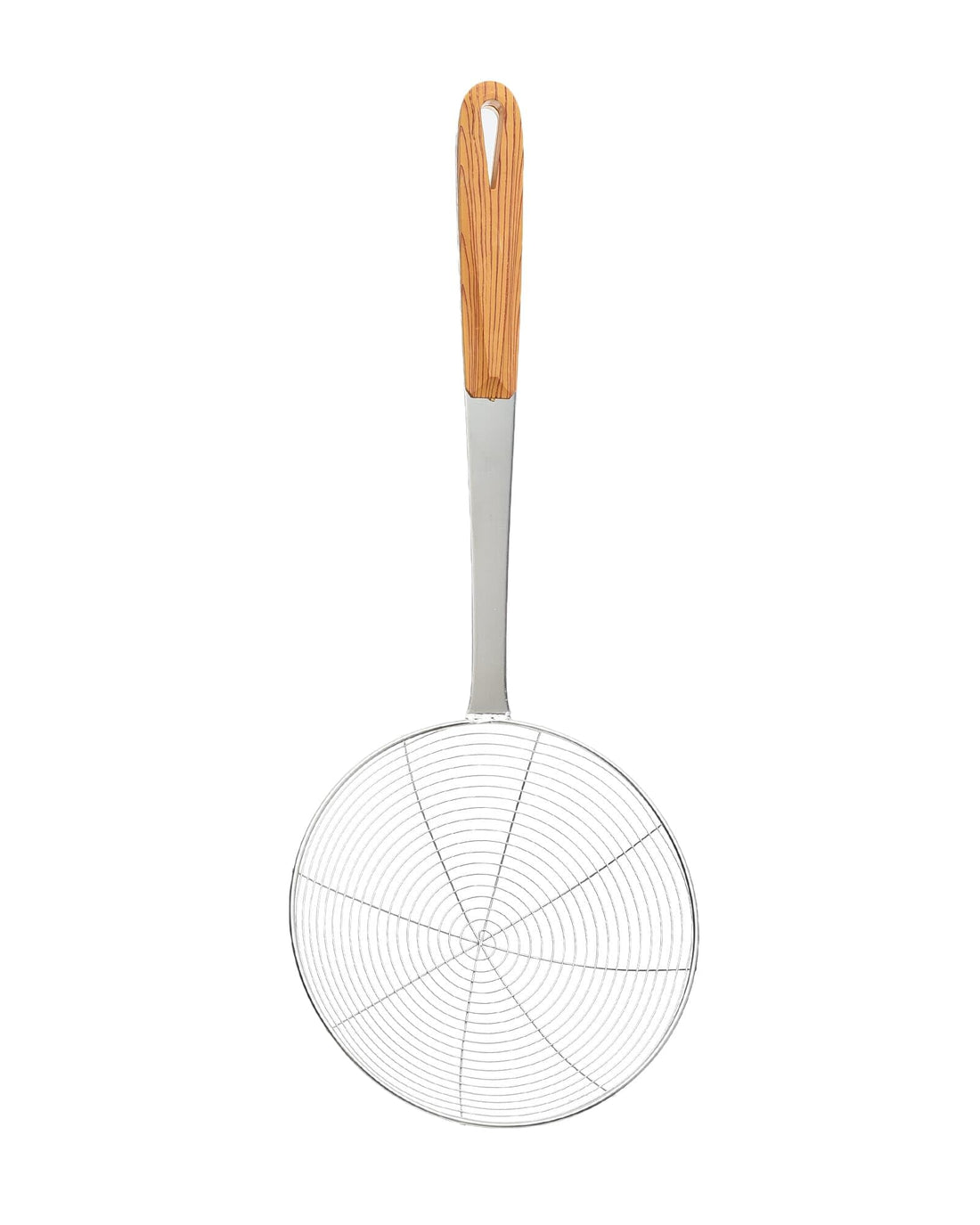 Small Stainless Steel Spider Strainer/Skimmer/Ladle with Wooden Handle for Cooking and Frying – Durable and Heat-Resistant