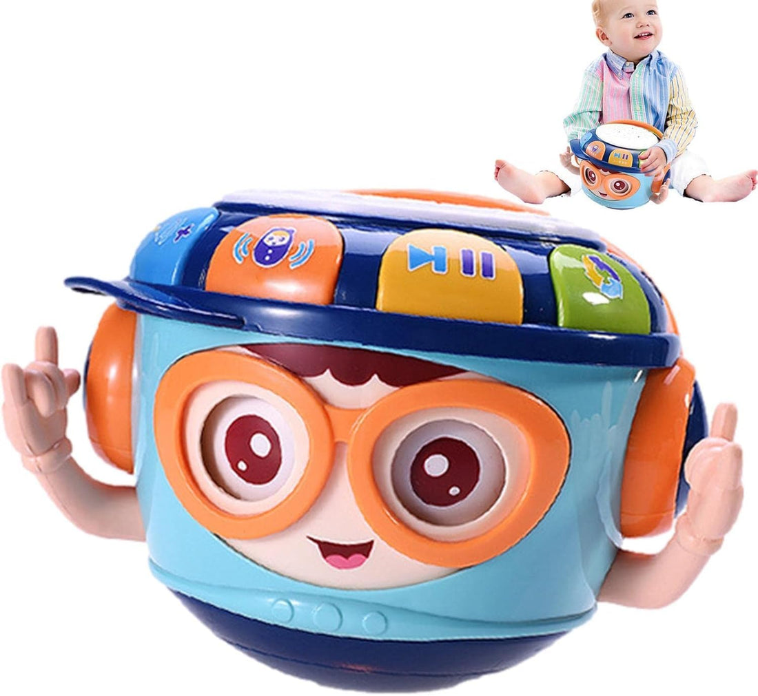 GHAZAL Infant Drum Toys | Baby Instruments | Multi-Function Toys Drum With Tumbler Base, Electronic Learning Toys For Baby Infant Toddler