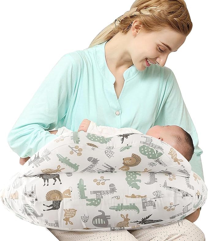 Moru Breastfeeding Pillow, Multifunctional Large Size with Washable Cover 100% Cotton, Adjustable Waist Belt