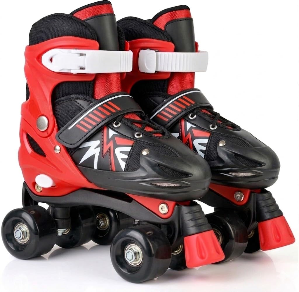 Kids Roller Skates for Boys and Girls 4 Size Adjustable Roller Skates with Full Light Up Wheels Perfect Gift for Birthdays Indoor Outdoor Sports 6-10 Years Old
