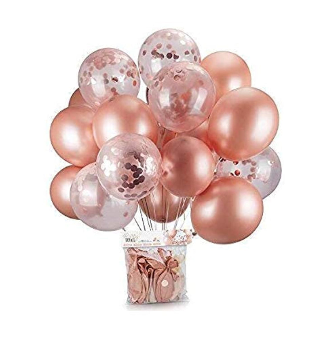 18 inch Premium Latex Balloons & 64ft Ribbon - Rose Gold Balloons & Rose Gold Confetti Balloons 24 Pack -Rose Gold Party Decorations, Bridal Shower, Baby Shower, Weddings, Bachelorette, Birthday Party