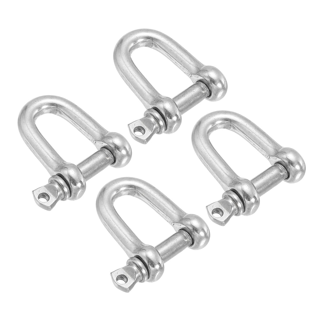 PATIKIL 1/4" / 6mm Screw Pin Shackle, 4Pcs M6 Stainless Steel D Ring Shaped Screw Shackles for Heavy Lifting Chains Outdoor Camping, Silver Tone