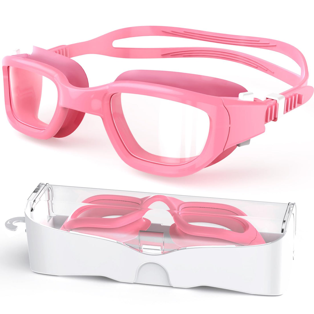Kids Swim Goggles,Swimming Goggles for Kids 6-14, Anti-Fog UV Protection Pool Goggles for Boys Girls (Pink+Clear Lens)