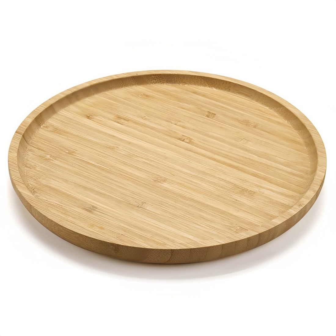 Tazweeq Serving Tray, Round Bamboo Tray, Wooden Serving Platter, Breakfast Wooden Tray For Food, Kitchen, Outdoors, Restaurants (30cm)
