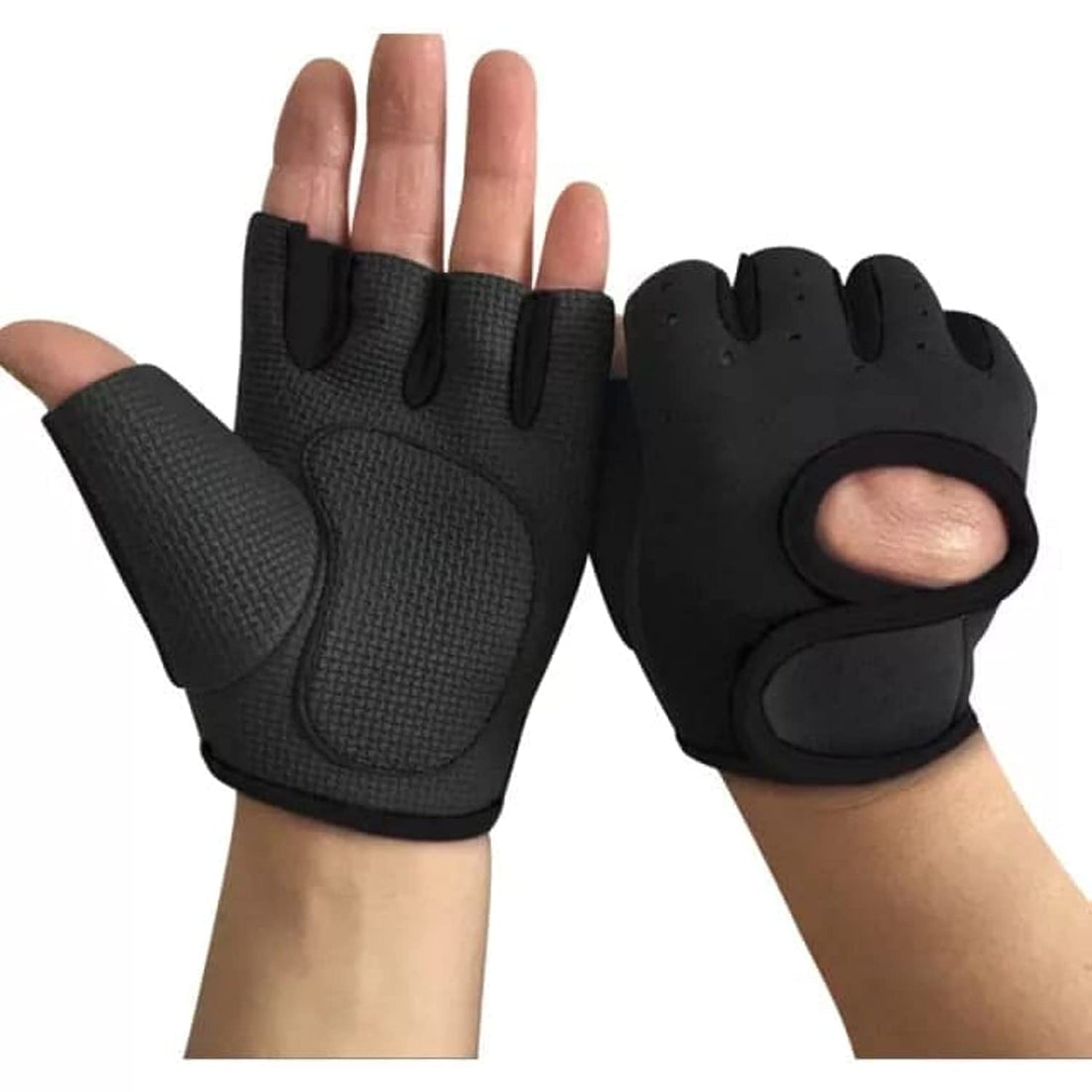 1 Pair Cycling Gloves Fitness Gym Weightlifting Half Finger Gloves for Men (Large, Black)