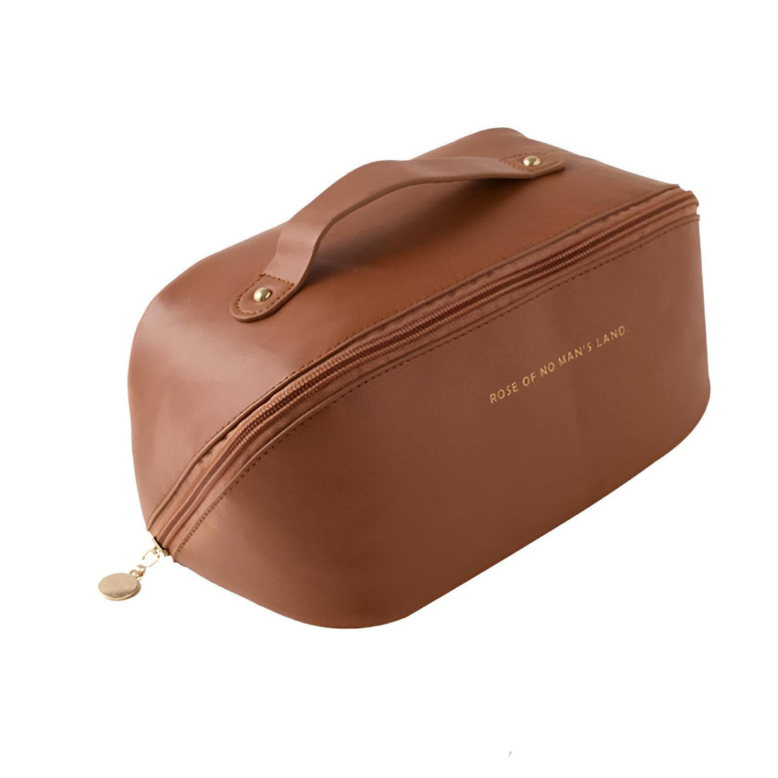 PU Leather Cosmetic Bag - Multifunctional Travel Makeup Storage with Handle and Divider, Perfect for Women Seeking Style and Organization (BROWN)