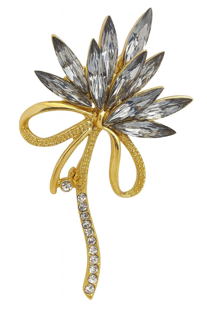 Fashion World Luxury Crystal Brooch Pin Flower Design Crystal Leaf Fashion Jewelry for Women