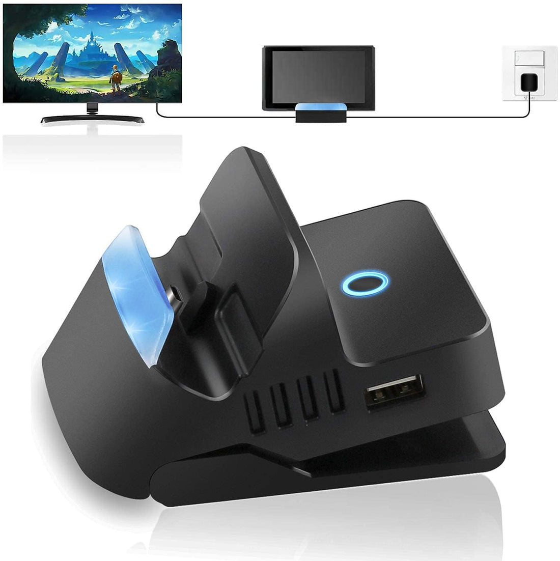 Switch Charging Dock, Portable Compact Switch Replacement Charging TV Dock for Nintendo Switch/Switch OLED, USB C Power Input Port, USB 3.0 HDMI Port with Cooling Structure Design,HDMI Video Converter