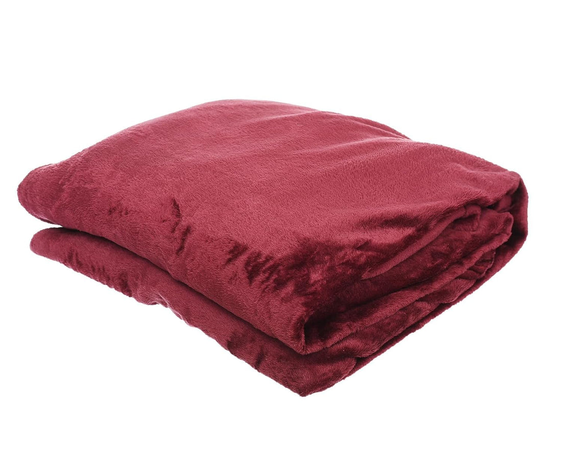 Miro Plush Heater, 220 cm × 240 cm Size, Dark Red