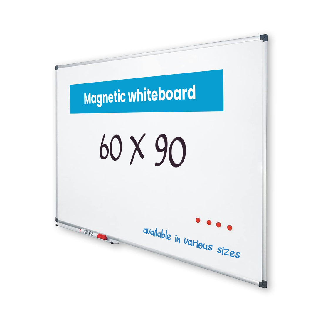 Vivol Eco Magnetic Whiteboard, 60 x 90 cm, Aluminium Frame, Magnetic Board, Whiteboard Wall, Magnetic Board, Pen Tray, 8 Sizes, Magnetic and Writeable