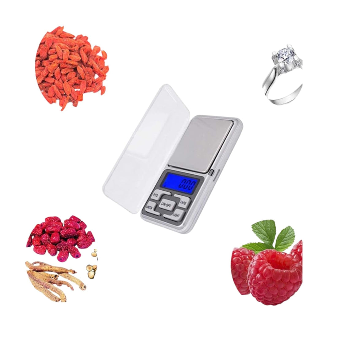 volura Portable Digital Jewelry Scale, 0.01g Accuracy, 500g Capacity, LCD Display, Silver Folora