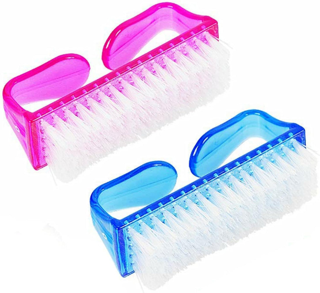 Professional Handle Grip Nail Brush – Fingernail & Pedicure Scrub Brush for Hands, Toes and Feet – Durable Plastic Handle, Soft Bristles for Deep Cleaning (Multicolor, 2, Count)
