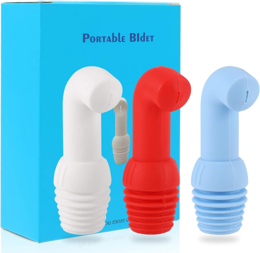 Set of Portable Bidet Sprayers for Travel and Personal Hygiene, a Reusable and Easy-to-Use Medical Grade Silicone Bottle for Camping and Postpartum Care - Pack of 3