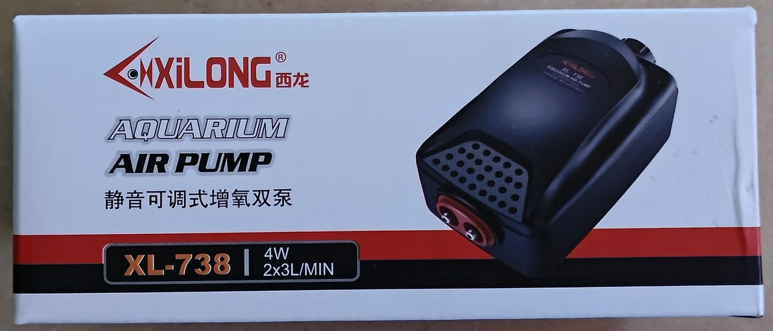 Aquarium Air Pump XL-738, 4W, 2x3L/MIN, Adjustable Dial Outlet