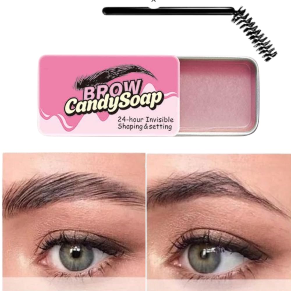 Happy Home Eyebrow Gel Clear, Brow Gel Eyebrow Wax Eyebrow Pomade Eyebrow Glue Brow Soap Brow Wax Kit, Waterproof Long Lasting Smudge-Proof Eyebrow Styling Gel Brows Shaping Cream + (Brush) (Pink)