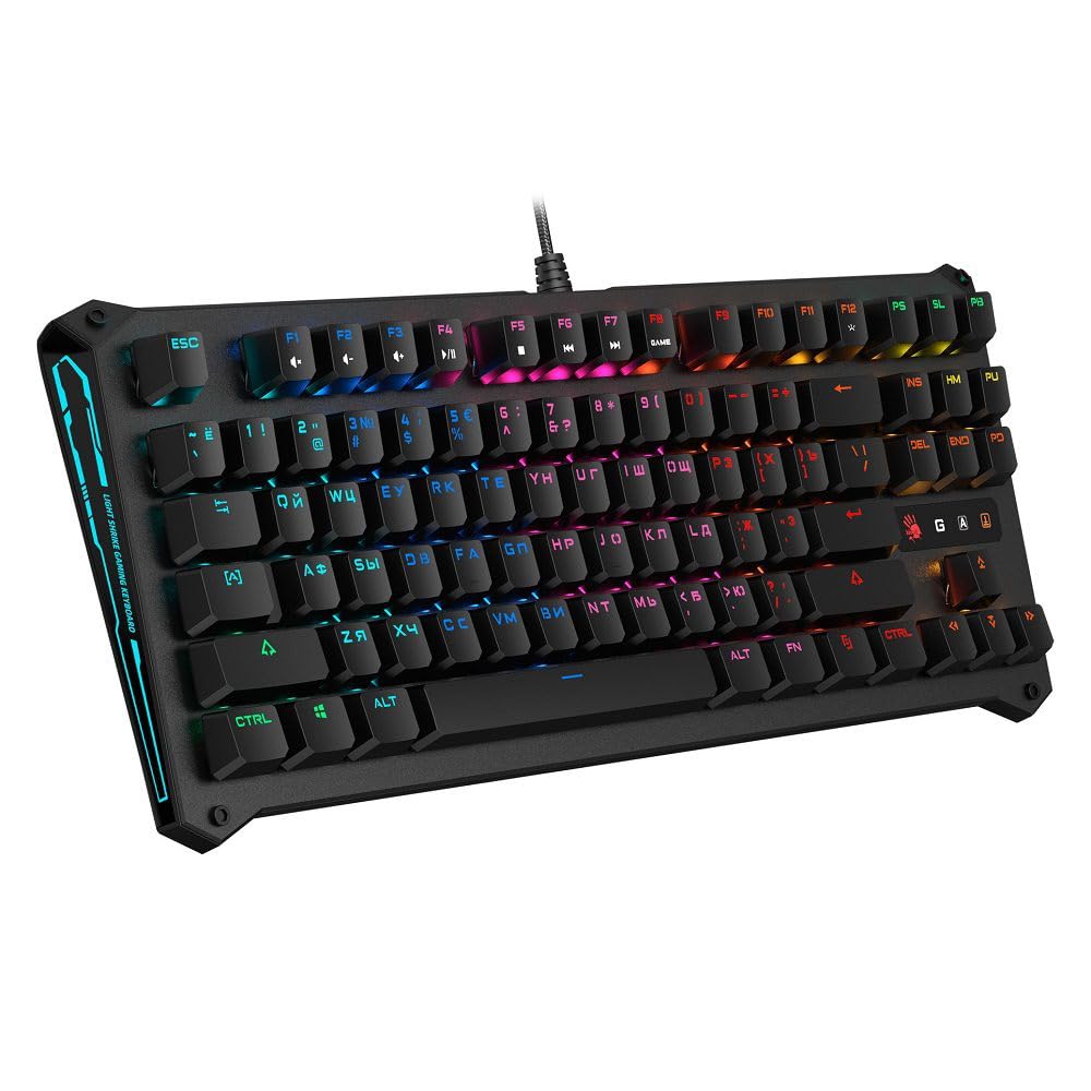 Bloody B930 TKL Gaming Libra Mechanical Keyboard - Light Strike (LK) Optical Orang Switch (Tactile & Clicky) - RGB Animation – Zero Lag 0.2ms Key Response – AR/ENG Layout | Black