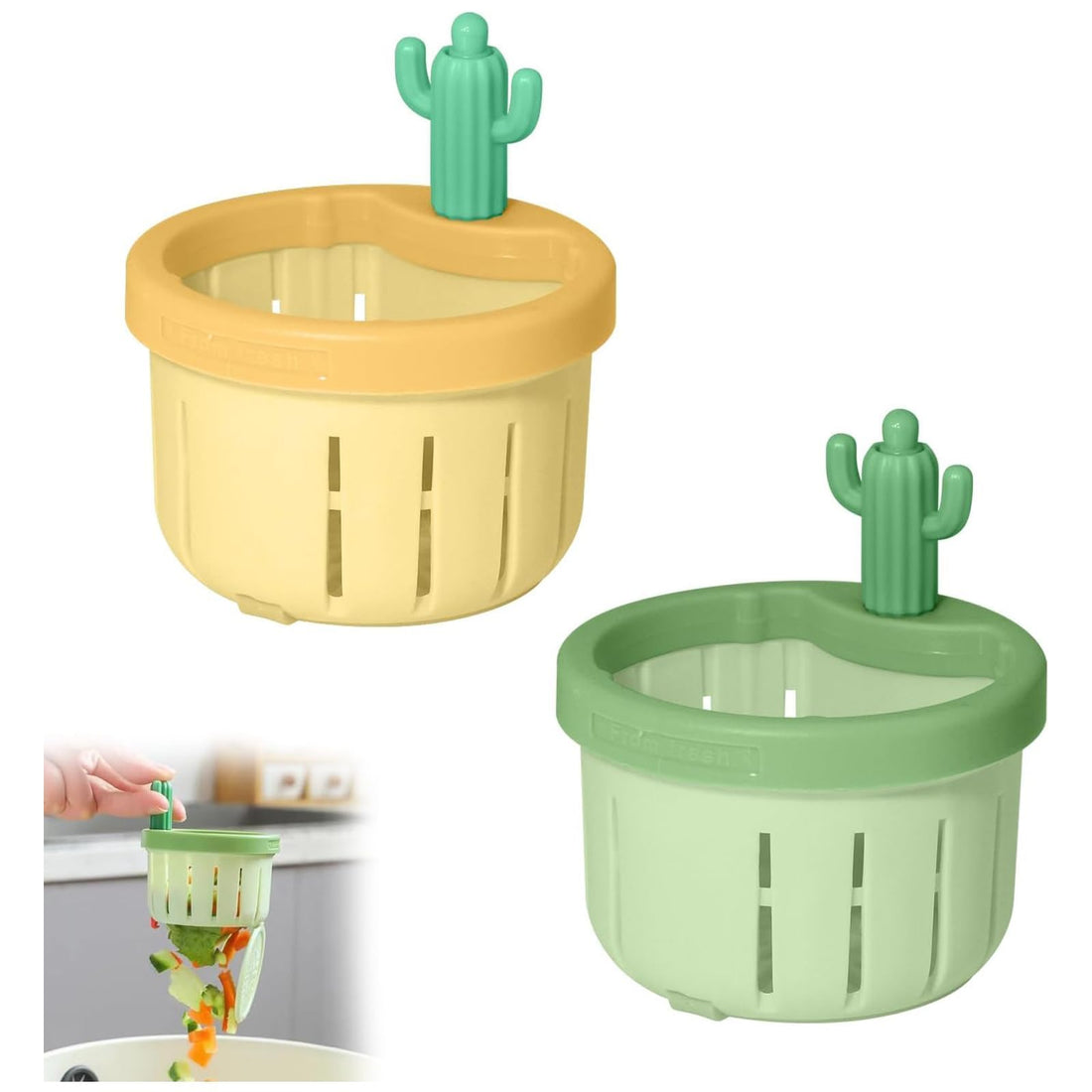 ALMEKAQUZ 2PCS Cactus Kitchen Sink Drain Strainer,Press Automatic Dumping Basket Cactus Sink Strainer,Multifunctional Cactus Sink Filter Net Lifting Basket,Kitchen Sink Drain Strainer