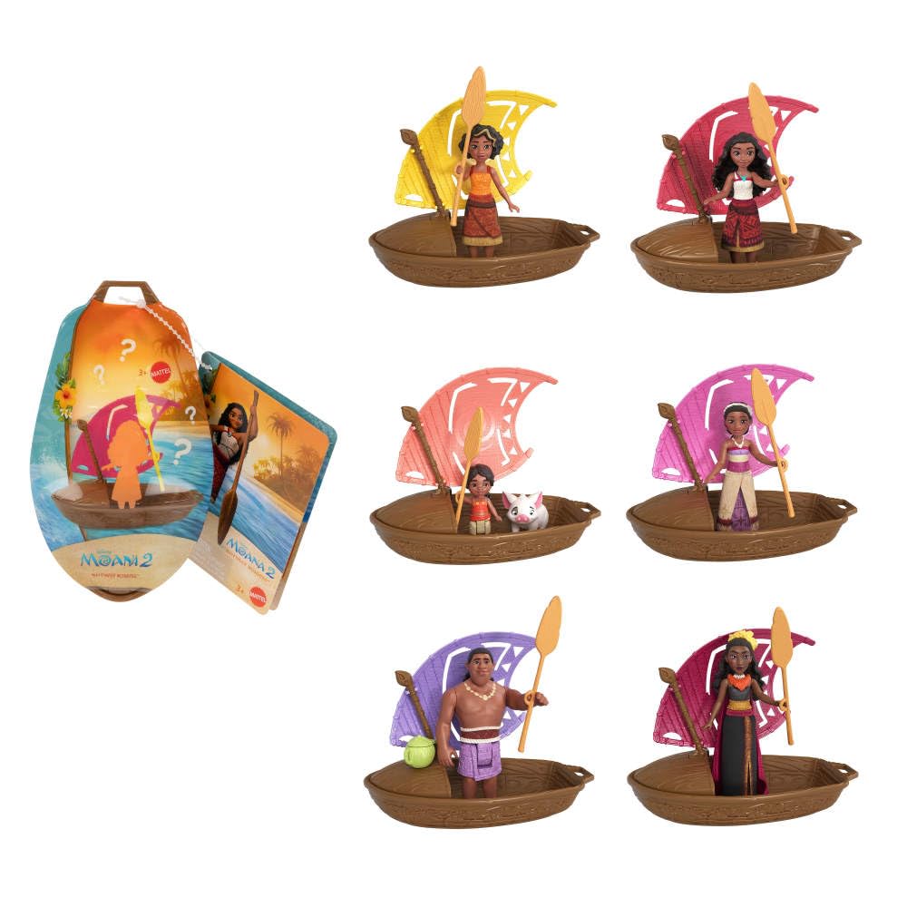 Mattel Disney Moana 2 Wayfinder Wonders Toy Set with Surprise Small Doll, Canoe & Accessory, Inspired by The Movie (Styles May Vary)