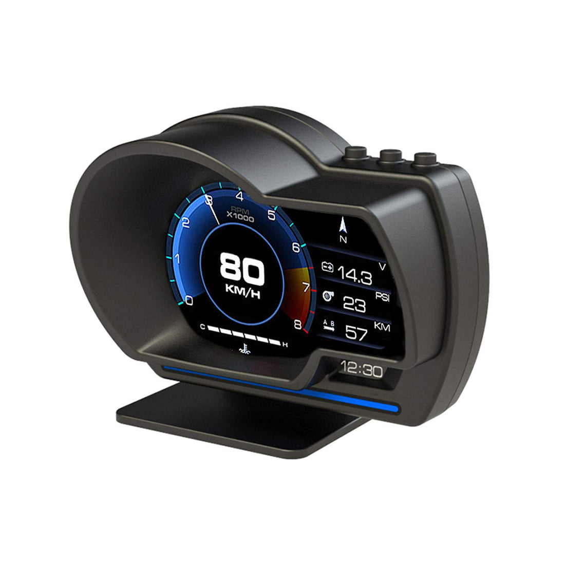 HITBOX Car HUD Head Up Display OBD II/GPS Dual System Digital Car HUD Display, Vehicle Speedometer, OverSpeed Warning, Mileage Measurement, Engine RPM, Gauge Meter, Water Temperature, Voltmeter
