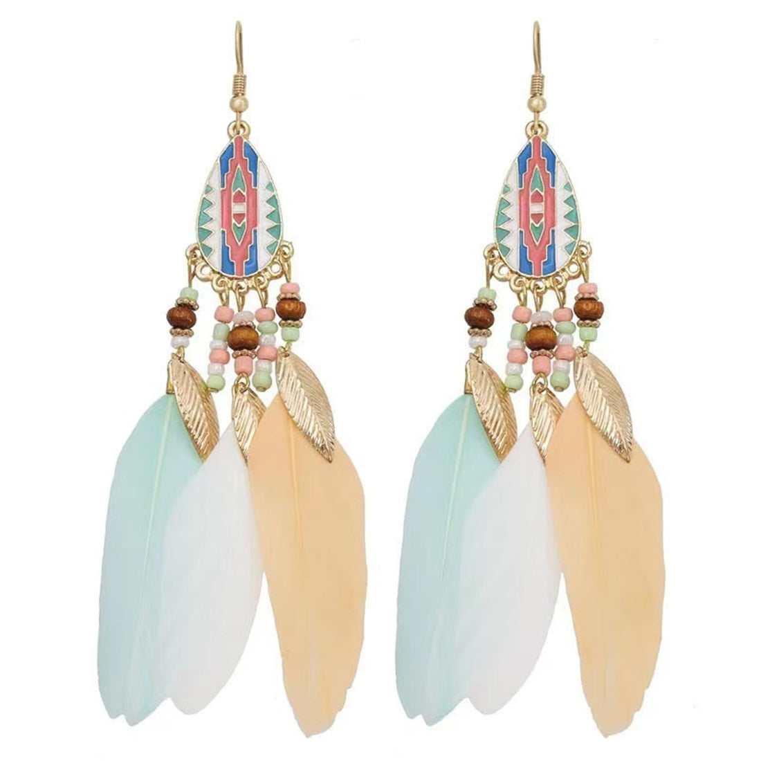 Luxury Bohemian Earrings for Women | Unique Design Set with Faux Feather and Hand Embellished Threads | Light, Elegant, Sexy for a Freedom and Feminine Look