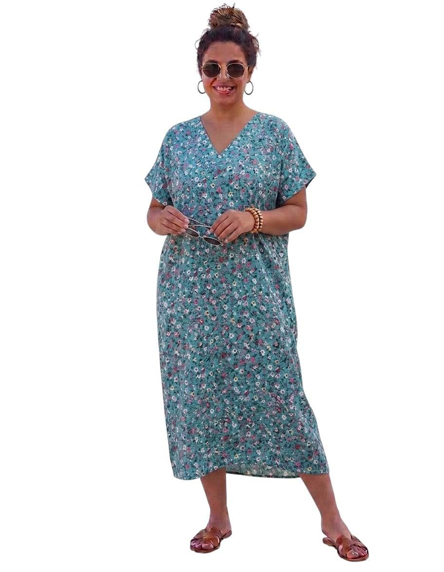 Women Coverup Swimsuit, Abaya for Women Short Dress Midi Viscose One Size Fits Up to 80K Multi Patterns Summer