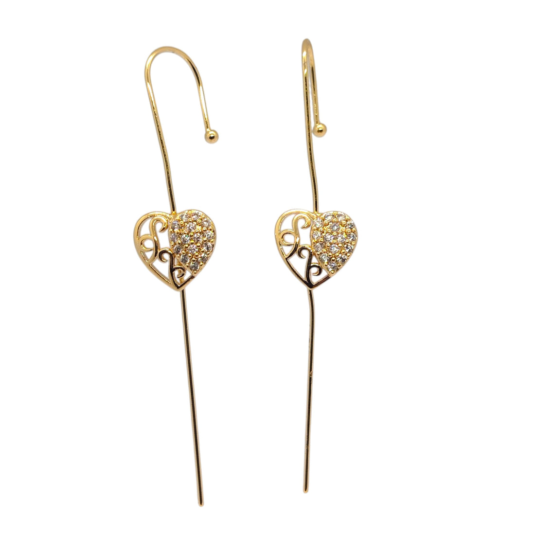 Crawling Earrings for Women, Helix Hook Ear Studs, Ear Wrap Earrings, Rhinestone Snowflake Bolt Pierced Earrings, Fashion Jewelry for Women 2025-GOLD36