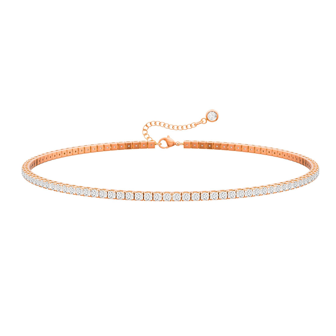 Tewiky Tennis Necklace 14K Gold Plated/Silver Sparking Rhinestone Choker Necklaces Dainty Crystal Cubic Zirconia Bridal Wedding Jewelry for Women
