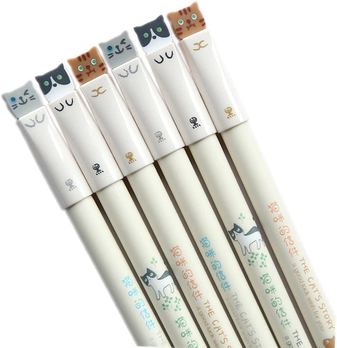 fashion mania Colorful Cats Design 0.38mm Gel Pens Black Ink Pen Pack of 12PCS