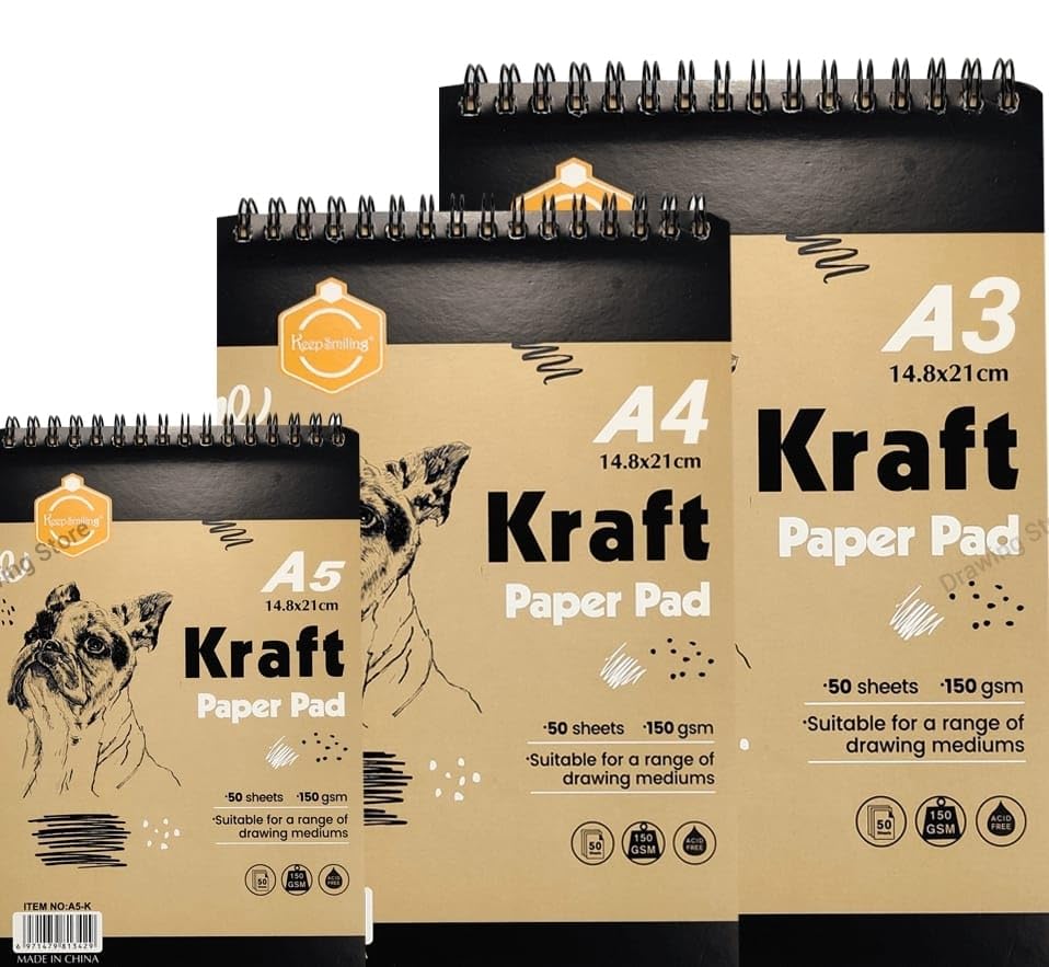 Keep Smiling A5 Sketch Book 150g 50 Sheets Kraft Paper Wire
