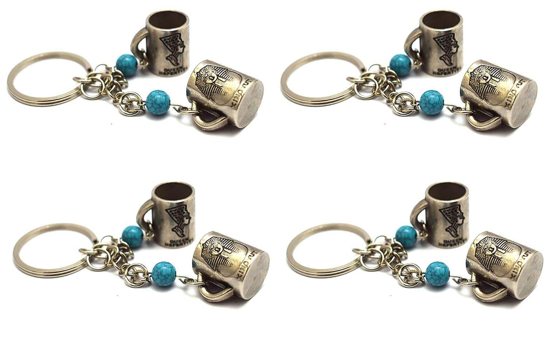 immatgar pharaonic Egyptian King Nefertiti and Tutankhamun mug shape with bead keychain ancient Egyptian souvenirs gifts from Egypt Collectible Pharaohs