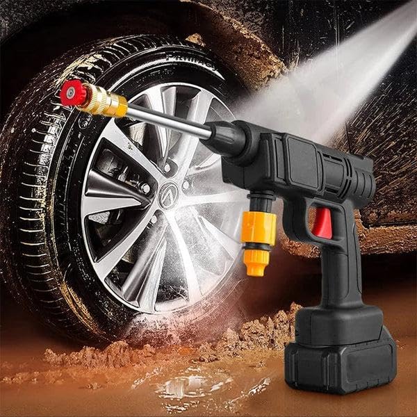 High Pressure - Cordless 48V Car Washing Machine with Rechargeable Dual Batteries, Electric Gun, Adjustable 3-in-1 Nozzle, and 5 Meter Hose for Versatile Cleaning of Autos, Bikes, and Yards