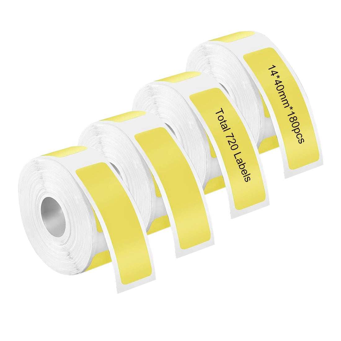 Beauty beast Adhesive Yellow Label Paper 0.55" X 1.57" (14mm X 40mm) 4 Rolls 720 Labels for Home Office School Organization for Phomemo D30/D35/Q30 Label Maker (Lemon Yellow, 14 * 40mm)