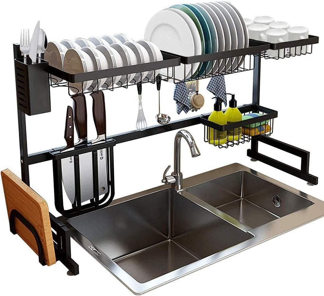 Generic Smart Dish Organizer - Stainless Steel Drying Rack for Modern Kitchen - Space Saving, Easy to Install and Use - Prime Shop
