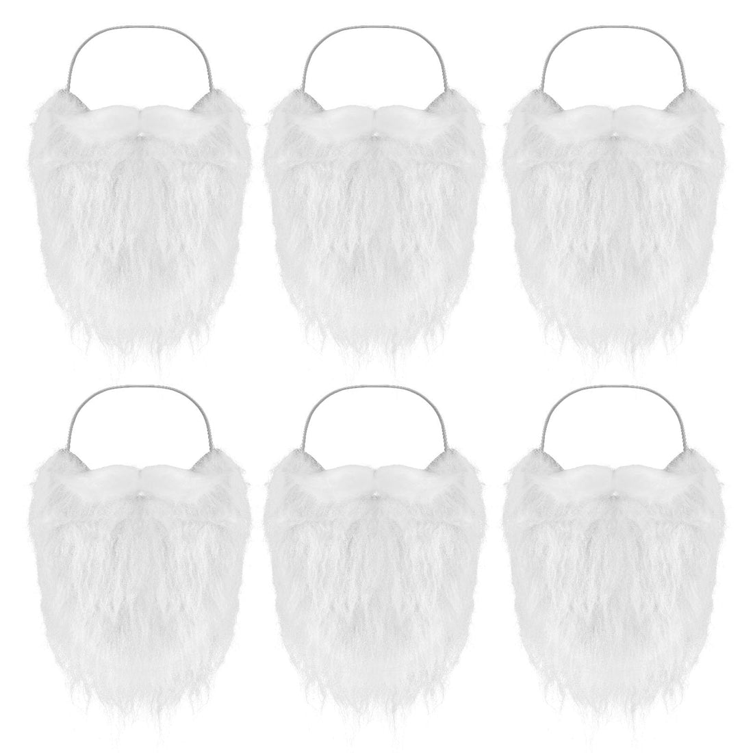 Bewudy 6 Pcs Santa Beard Christmas Santa Claus White Fake Beard, Costume Accessories Fake Beard for Teens Adults Role-Playing Santa Claus, Christmas Decoration Accessories