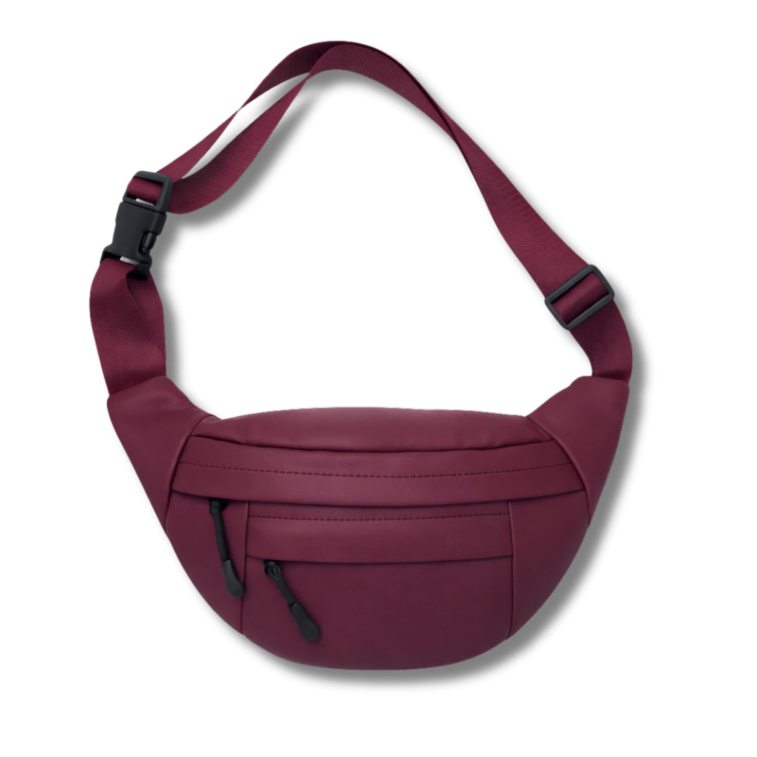 AYSLE 1629 Waterproof Unisex Waist & Crossbody Bag | Water-Resistant Material | 3 Zipper Pockets | Durable Black Plastic Hardware | Adjustable Strap | 12 Colors Available | 16×30×10 CM (BURGUNDY)