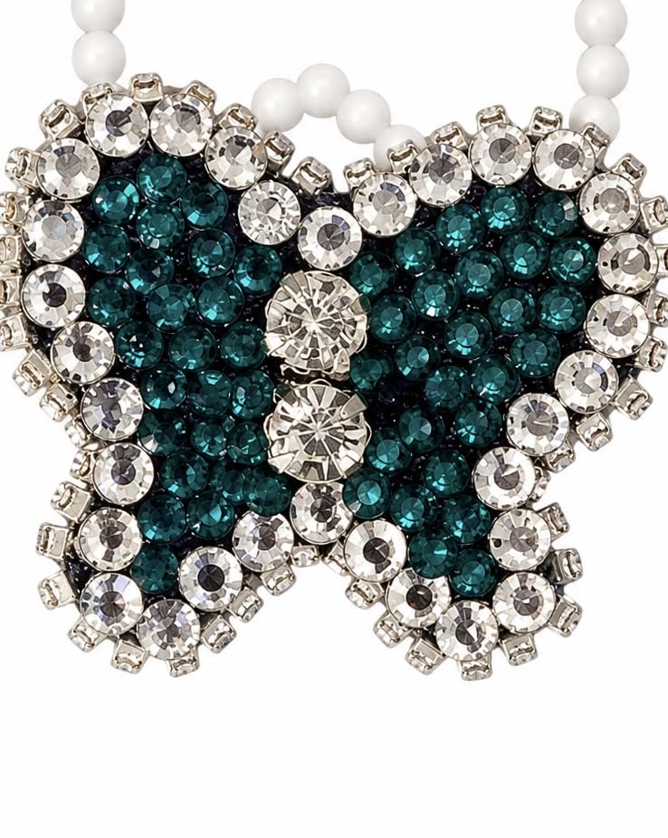 Butterfly Brooch with Crystal and Astras Genzari - Green and Silver Color - Fashion Jewelry Accessory