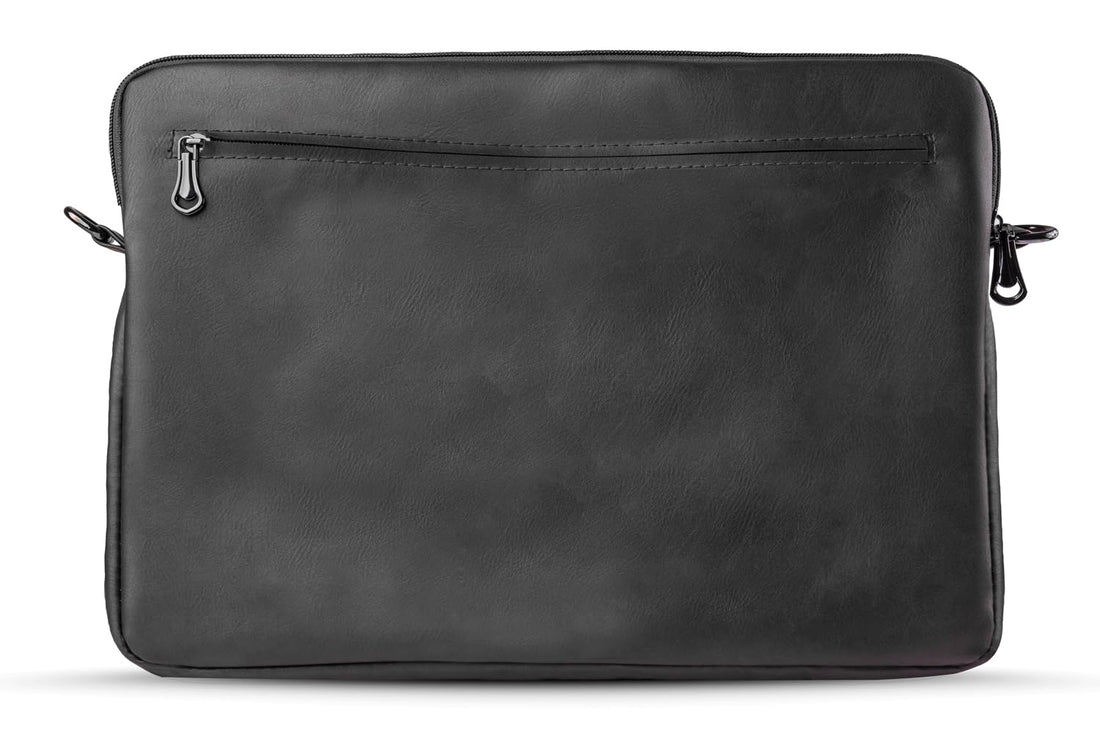 Genuine Fox Casual 13/13.3/13.6 Laptop Sleeve Case Soft PU Leather Waterproof Padded Cover with Zipper Protective Carrying Bag Compatible with 13.3" Notebook Chromebook, Black (13)