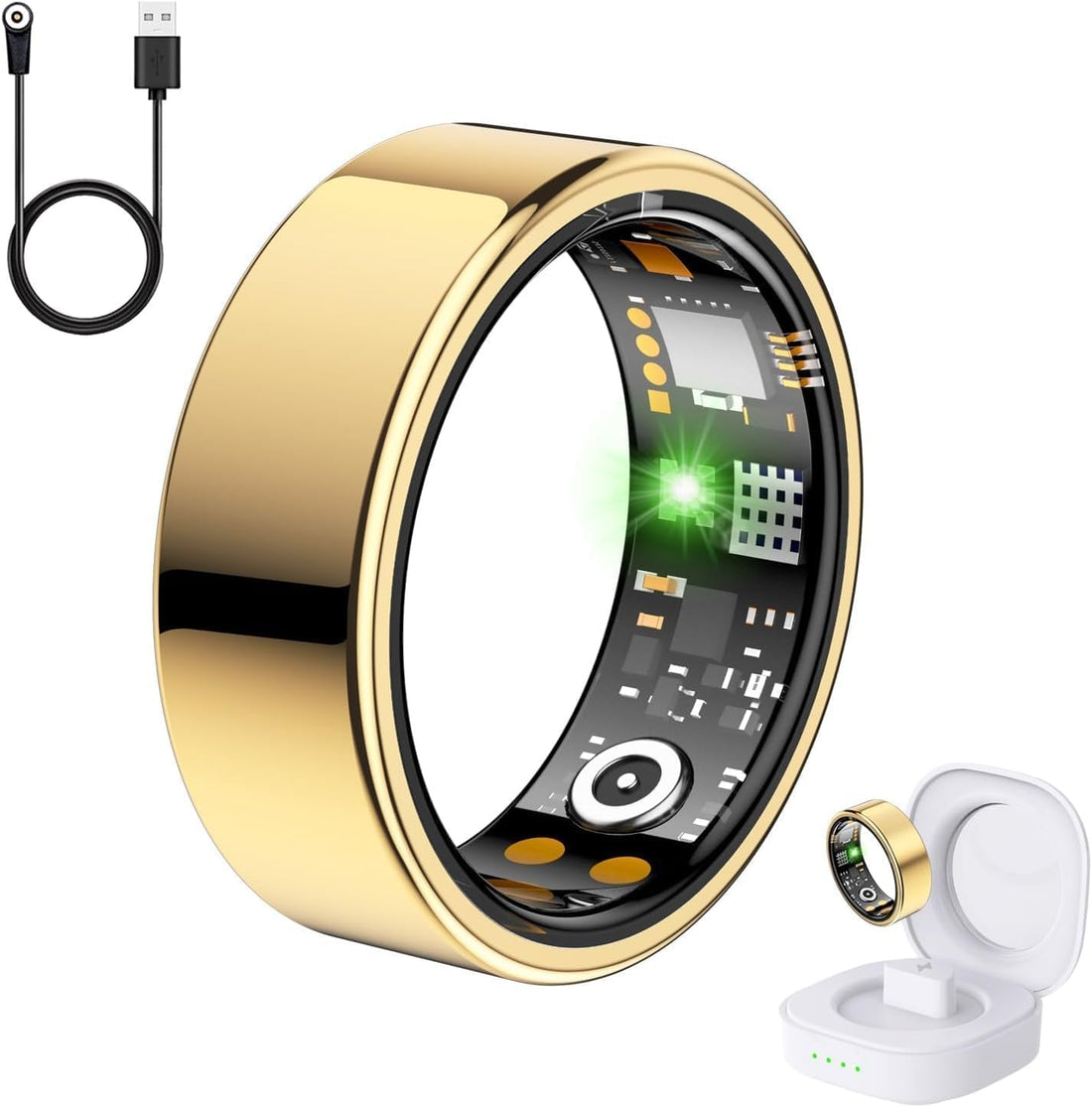 GQ Health Smart Ring, IP68 Waterproof Fitness Tracker with Heart Rate, Blood Oxygen, Sleep Monitor, Steps Calories, No Subscription, for iPhone & Android (9#)