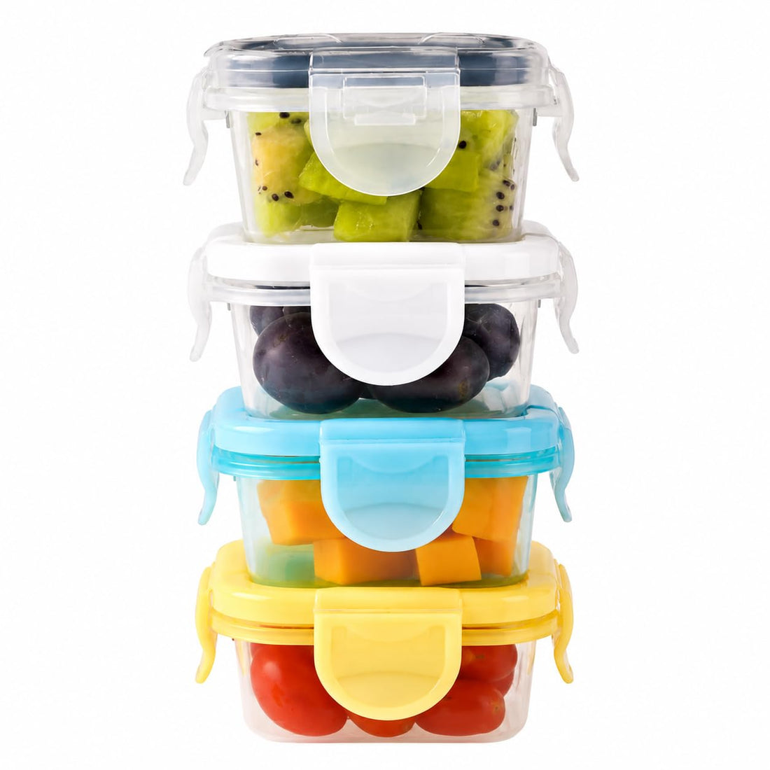 Reusable Sauce Container Set of 4, Leak Resistant Mini Food Storage Cups with Lids for Condiments, Snacks, Nuts, Dried Fruits and Everyday Lunch Preparation