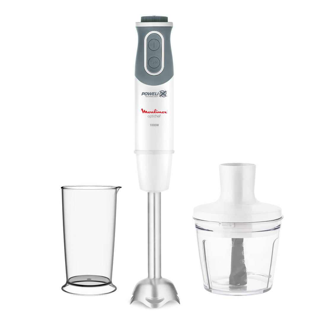 Moulinex DD6551EG Optichef, Hand Blender, 1000 Watts, 12 Functions, 500 ml Chopper, 20 Speeds, Powelix Technology, White