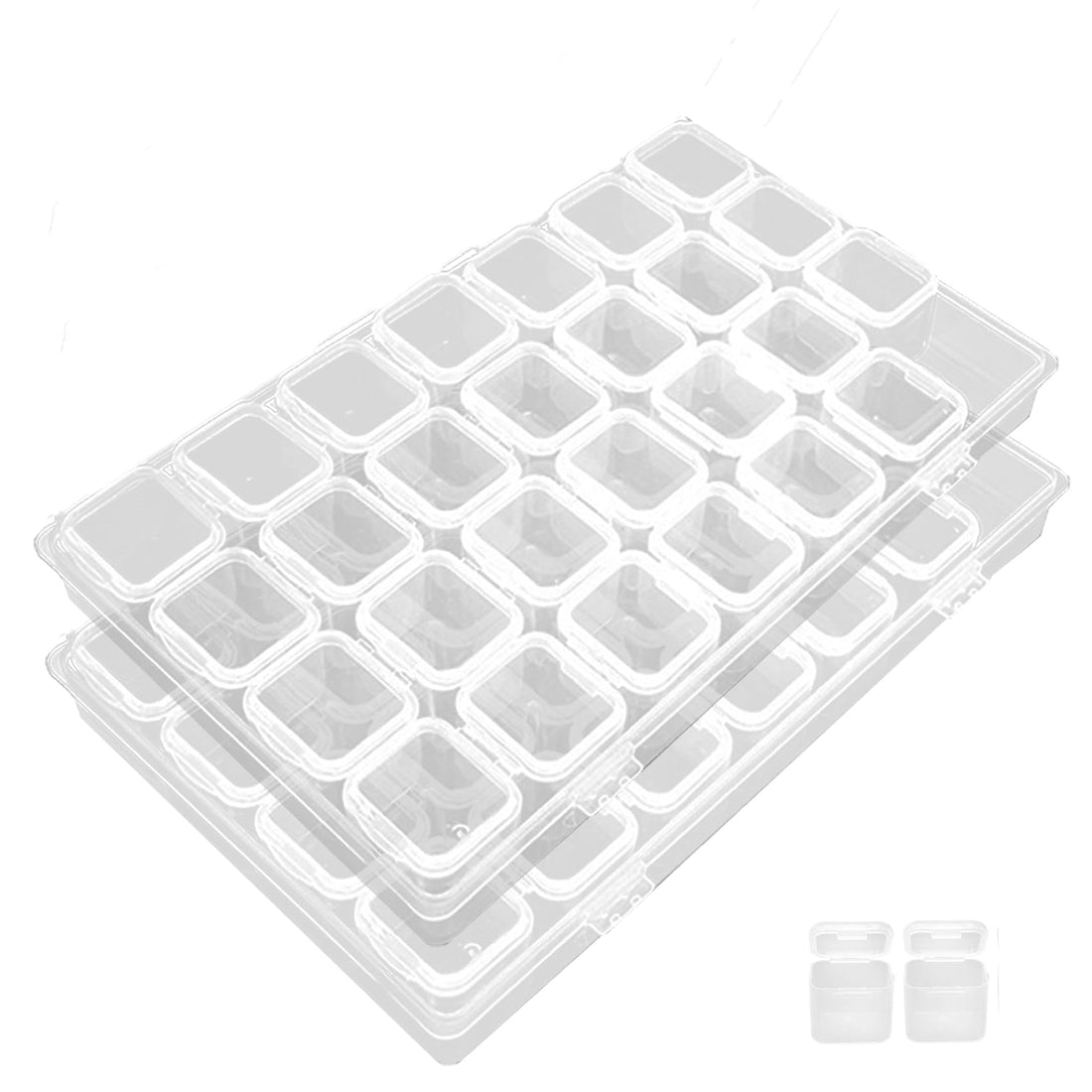 56 Grids Diamond Bead Storage Box, Plastic Compartment, Transparent Jewellery Container, Organizer Box with Removable Transparent Separator for Accessories, Individual Grids