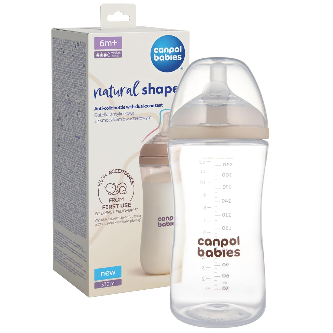 Canpol babies 35/402 Natural Shape bottle with dual-zone teat 6+m-330 ml