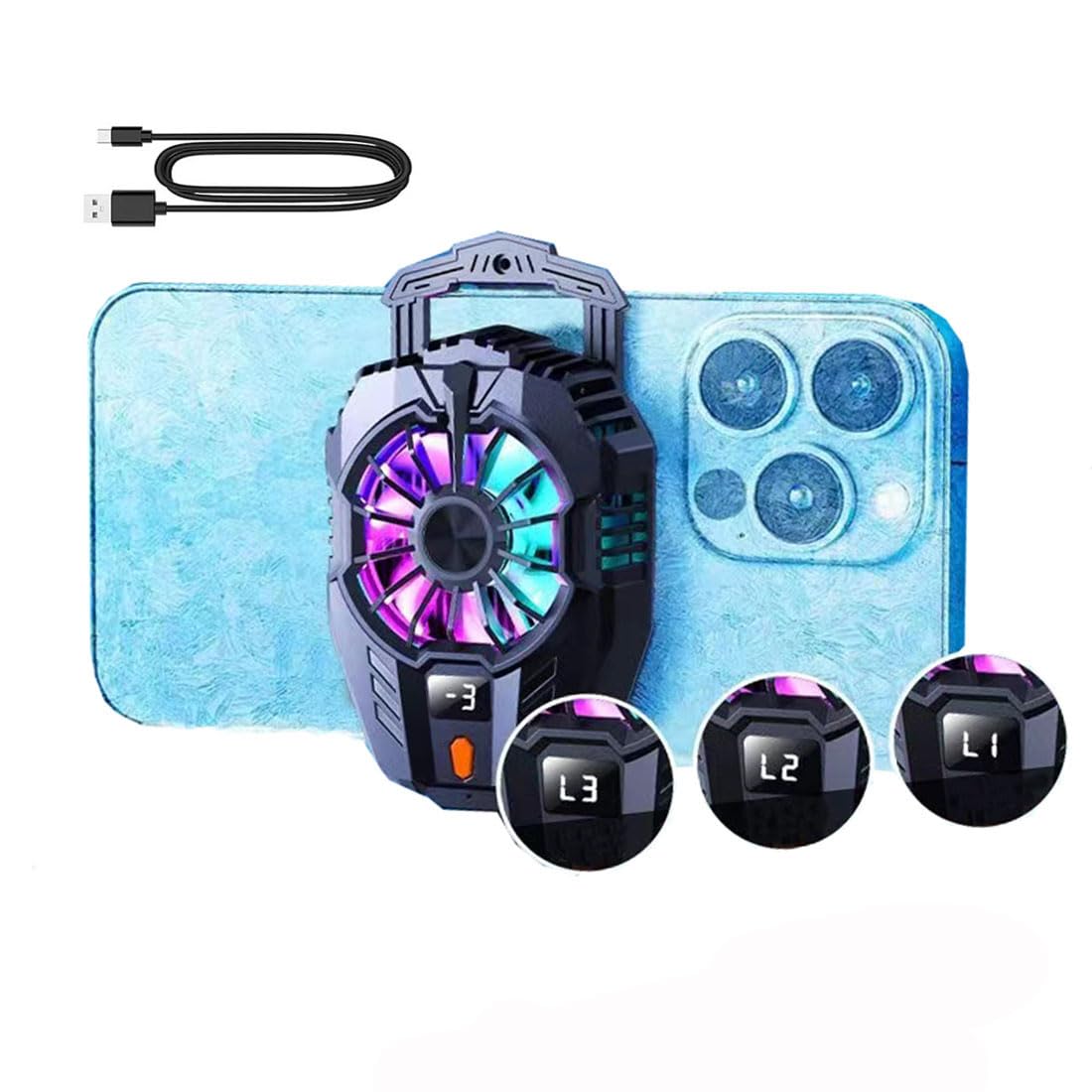 HINTING Phone Cooler for Gaming, Universal 4.5-7in Smartphone Cooler with Three Modes, Digital Display