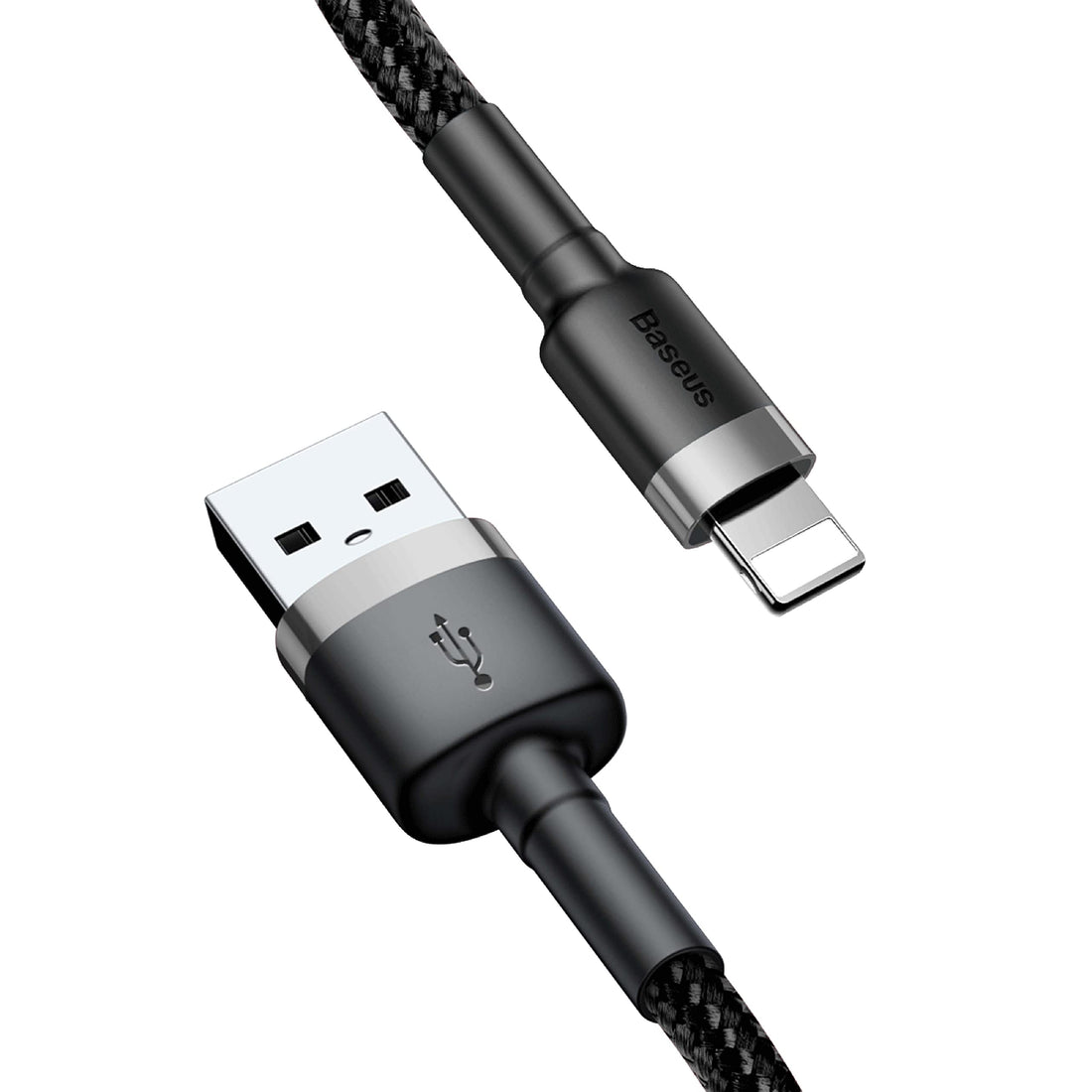 Baseus USB to Lightning Charging Cable iPhone 14 Pro Max Cafule Nylon Braided High-Density Quick Charge Compatible for iPhone 13 12 11 Pro Max Mini XS X 8 7 6 5 SE iPad (2 Meter, 1.5 A, Gray+Black)