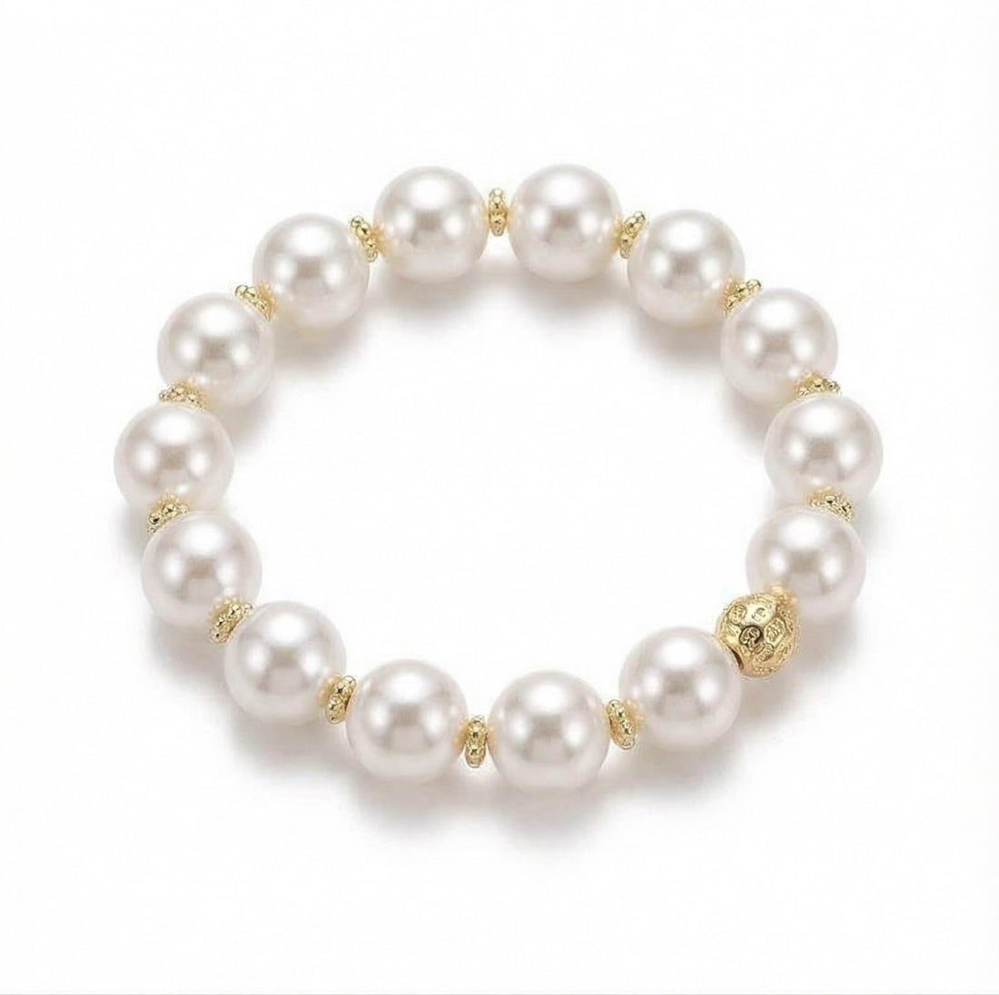 Nopatia Luxury Classic Pearl Bracelet, Decorative Metal Spacer Hand Anklet, Elastic Wrist Accessory for All Occasions