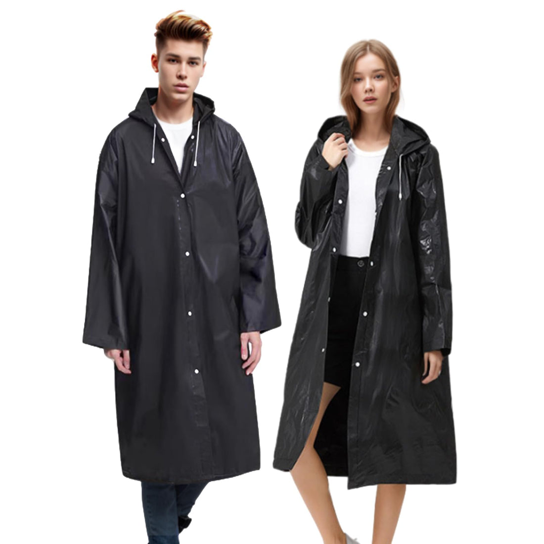 2 Pieces Rain Poncho Women Men Waterproof Adults with Sleeves, Long Rain Poncho Foldable Portable